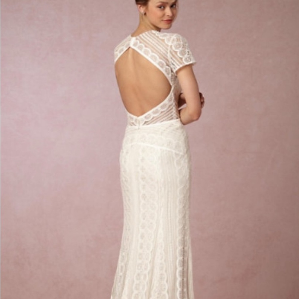 BHLDN Monica - Elegant Ivory Lace Open-Back Dress